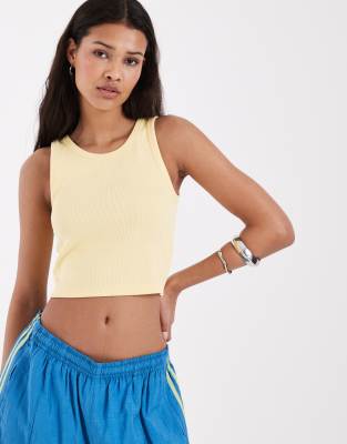 Jjxx Fallon Ribbed Cropped Tank Top In Yellow