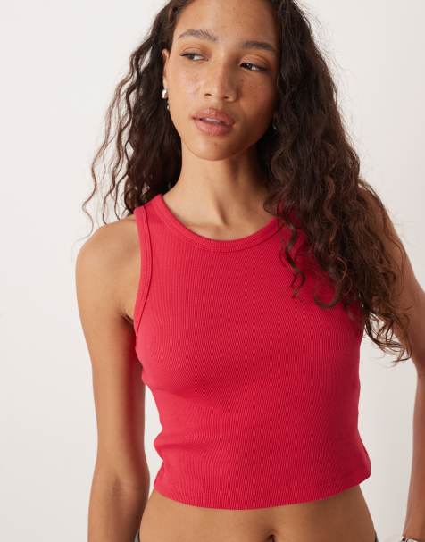 JJXX Fallon ribbed vest in red - view 1