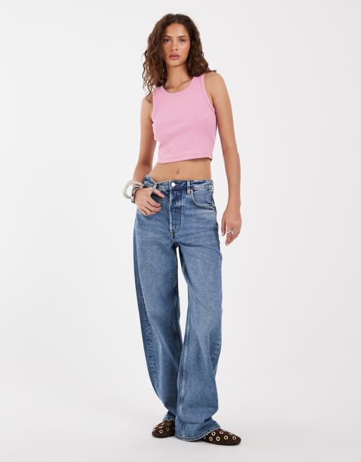 JJXX Fallon ribstrikket cropped vesttop i lyserosa, 2 af 4