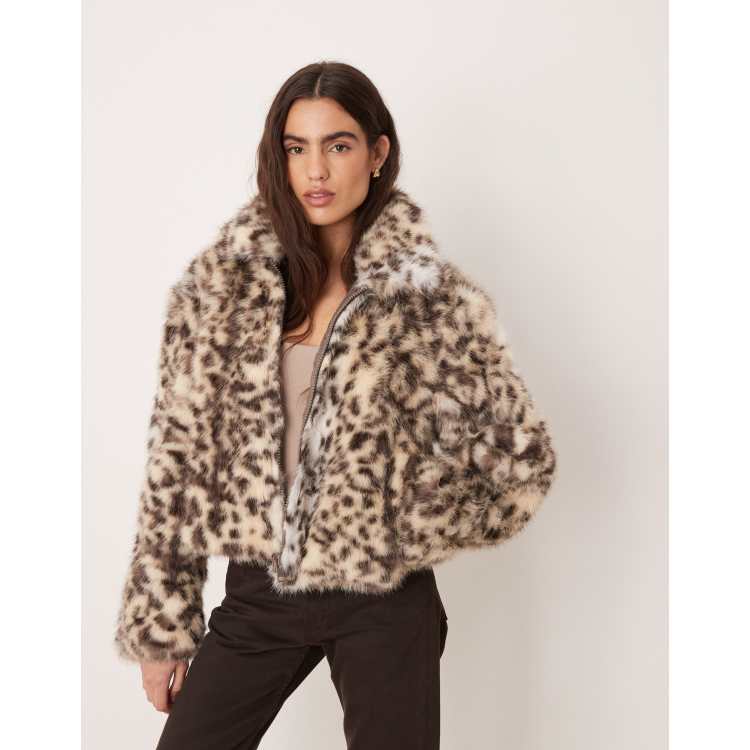 JJXX faux fur leopard jacket in multi | ASOS