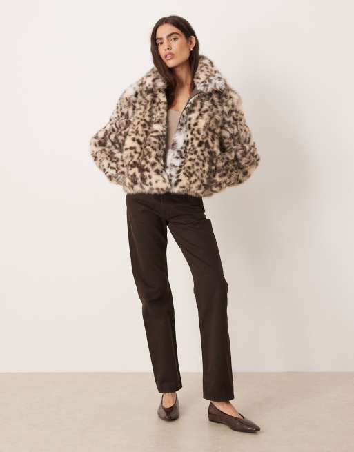 JJXX faux fur leopard jacket in multi | ASOS