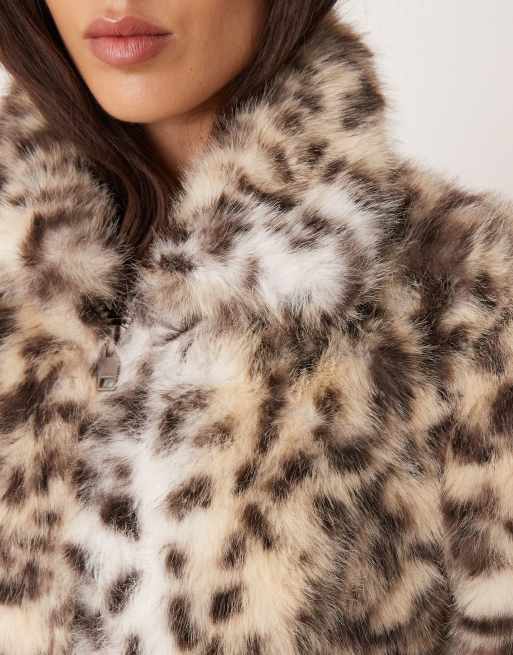 JJXX faux fur leopard jacket in multi | ASOS