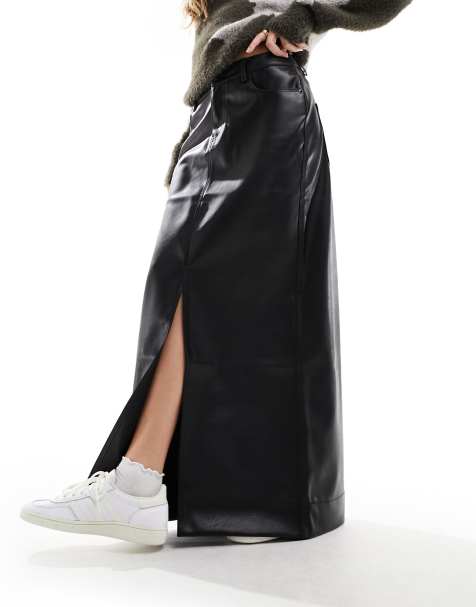 JJXX faux leather maxi skirt black - view 1