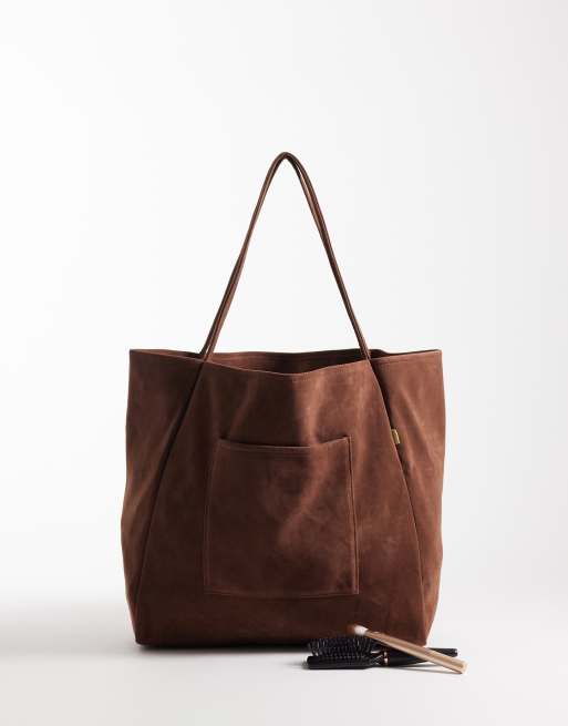 JJXX faux-suede tote bag in brown, 2 of 4