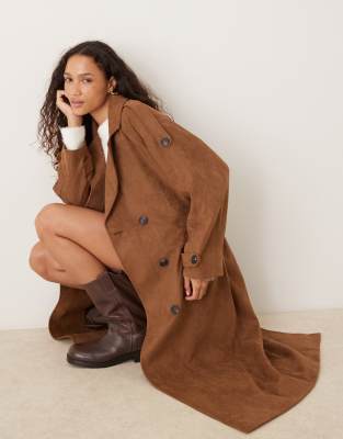 Jjxx Faux Suede Trench Coat In Brown