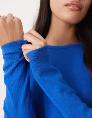 Jjxx Feline Long Sleeve Ribbed T-shirt In Blue
