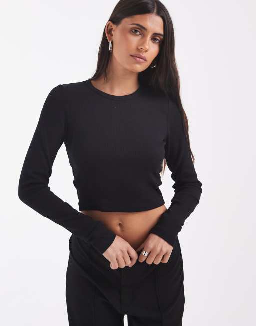 JJXX – Feline – Svart, ribbad crop top, 4 av 4