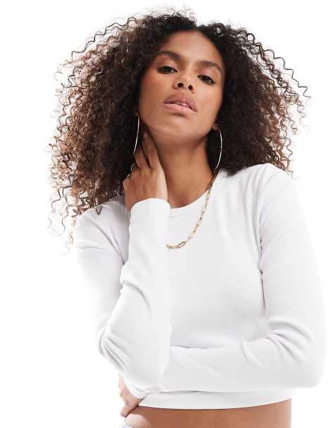 JJXX – Feline – Vit ribbad crop top - view 1