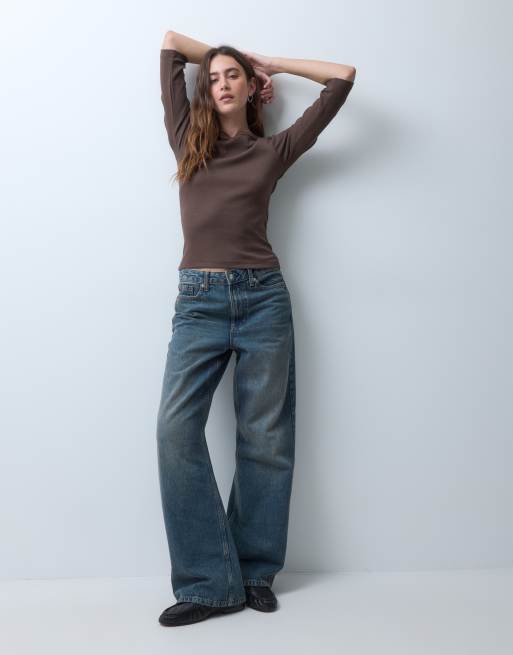 JJXX Fifi t-shirt a maniche lunghe con scollo a barchetta marrone, 2 di 4