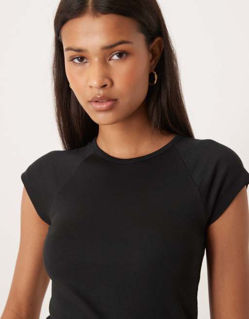 JJXX – Figurbetontes T-Shirt in Schwarz mit Raglanärmeln, 3 von 4