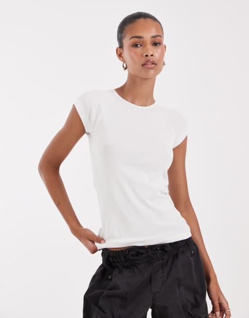 JJXX figursydd t-shirt med raglanärmar i vitt, 3 av 4