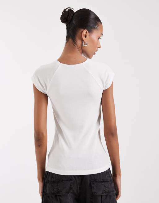 JJXX figursydd t-shirt med raglanärmar i vitt, 4 av 4