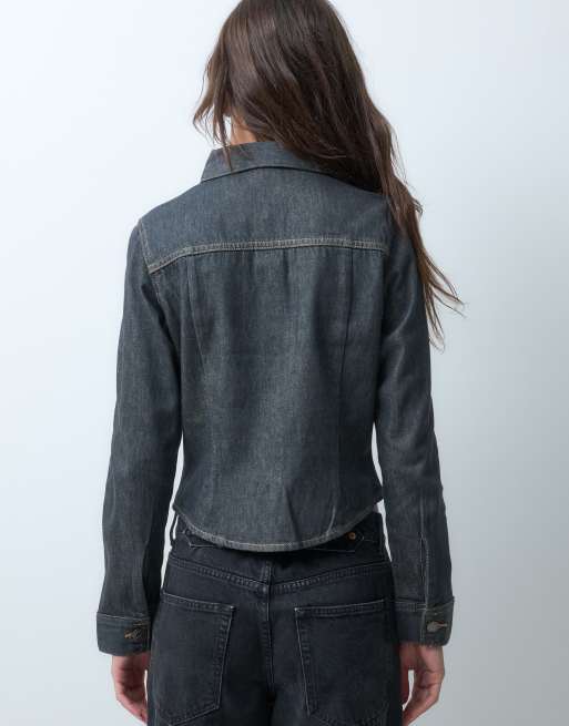 JJXX figursyet denimskjorte i grå vask, 4 af 5