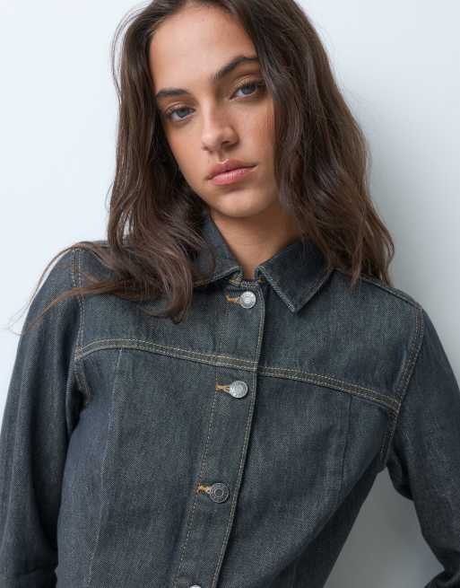 JJXX figursyet denimskjorte i grå vask, 5 af 5