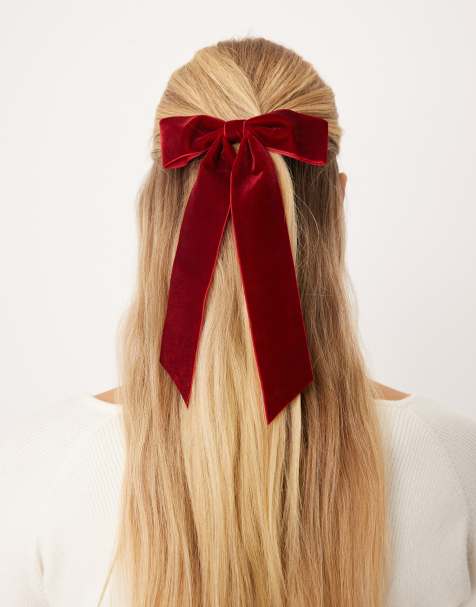 JJXX - Fiocco per capelli bordeaux in velluto - view 1