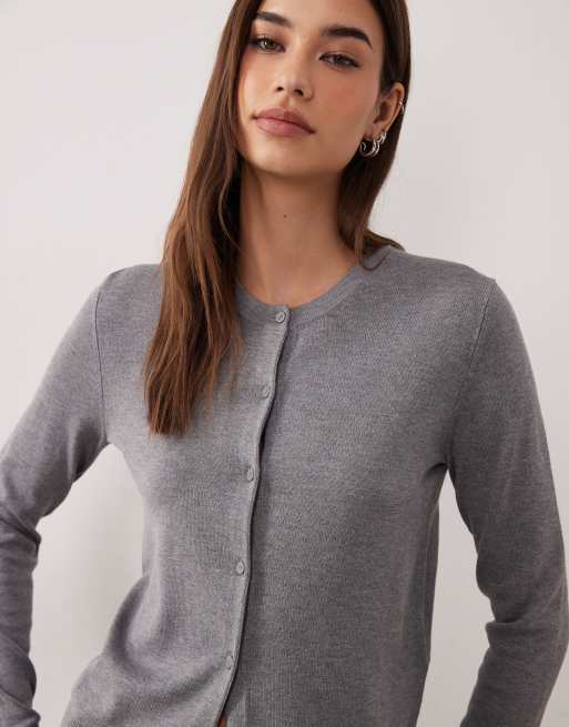JJXX fitted cardigan in gray, 3 of 4