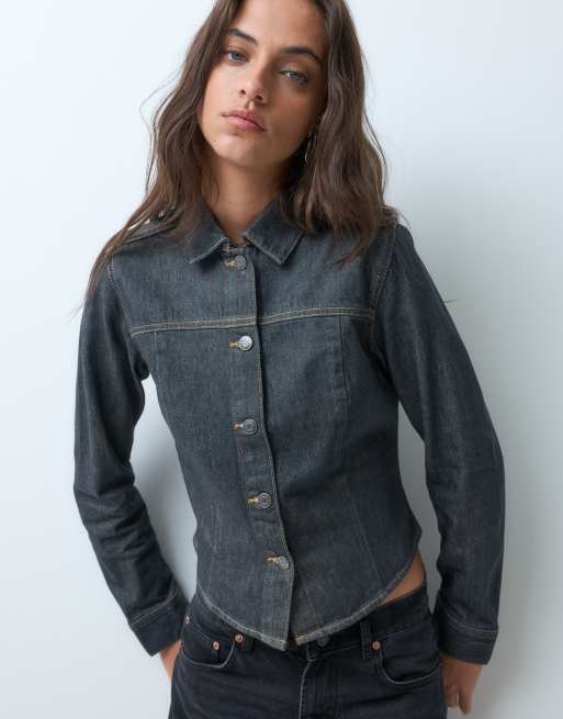 JJXX fitted denim shirt in grey wash, 3 of 5
