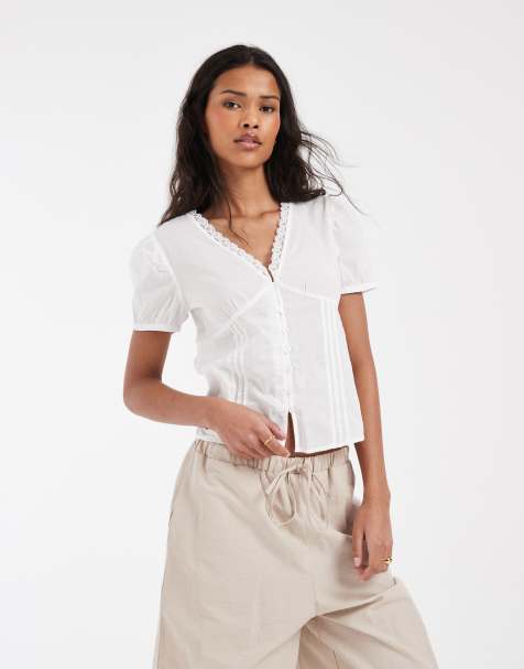 JJXX fitted short sleeve poplin shirt in white - view 1