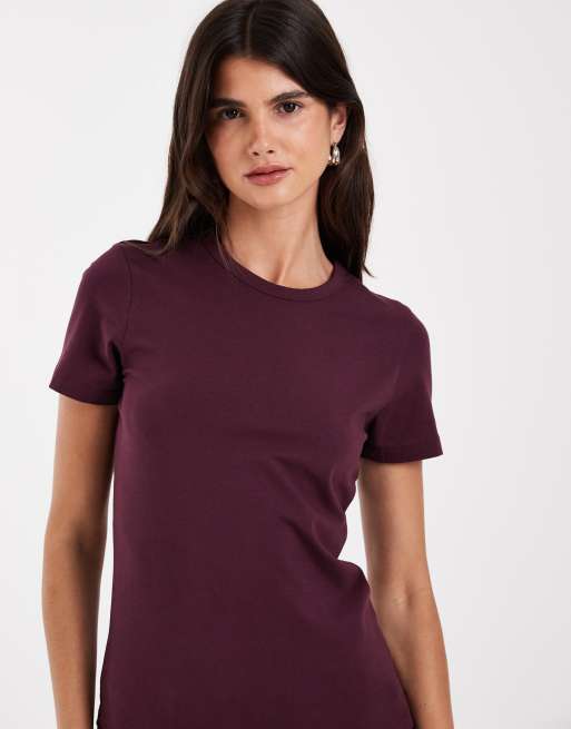 JJXX fitted T-shirt in deep burgundy, 4 of 4