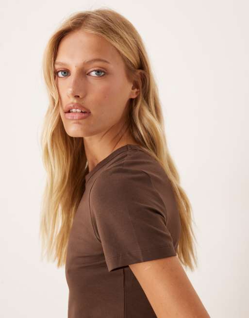 JJXX fitted tee in brown, 3 of 4