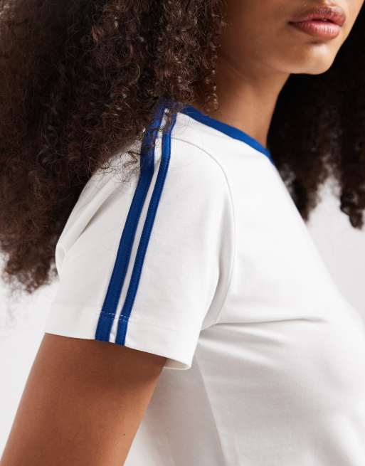 JJXX fitted tee in white with blue piping, 4 of 4
