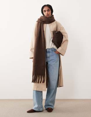 JJXX - Flauschiger Oversize-Schal in Braun-Brown