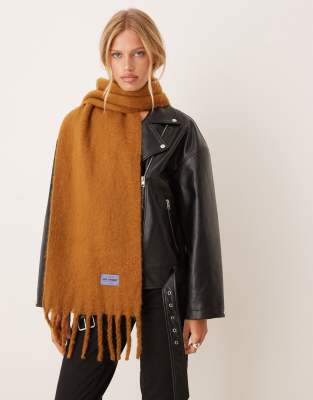 JJXX - Flauschiger Oversize-Schal in Senfgelb