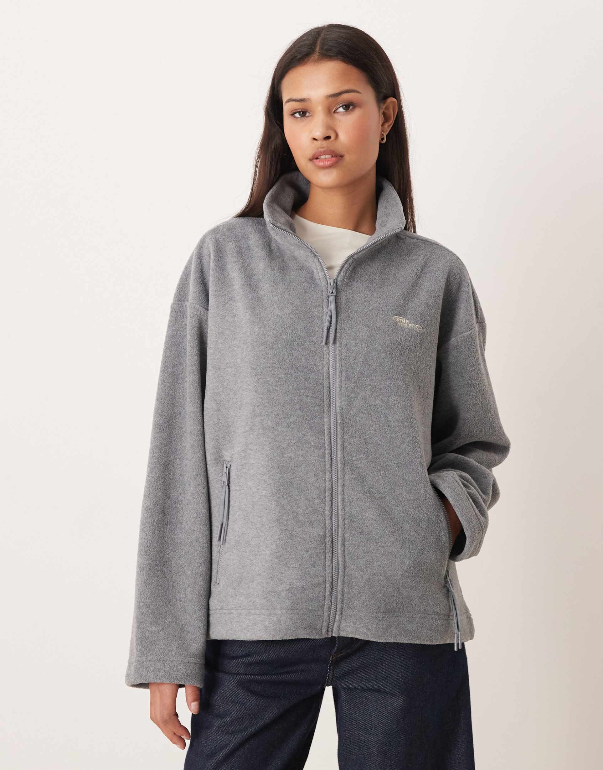 jjxx fleece zip jacket in light gray