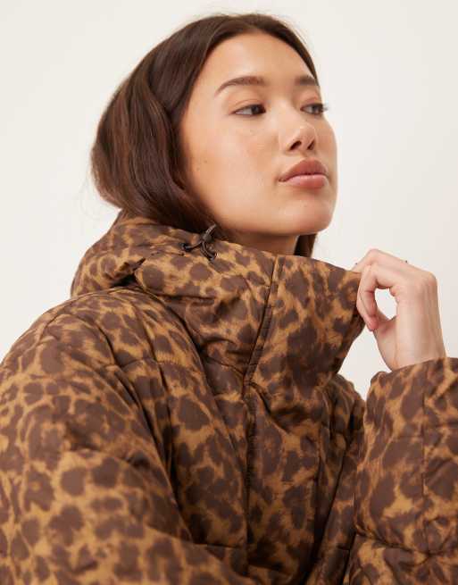 JJXX – Flerfärgad pufferjacka med leopardmönster, 3 av 4