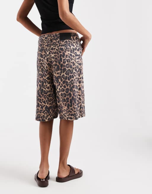JJXX – Flerfärgade, leopardmönstrade, långa shorts, 4 av 5