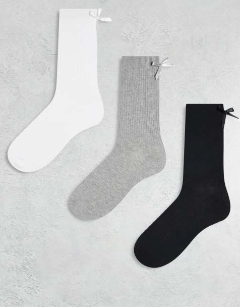 JJXX – Flerfärgade strumpor med rosett, 3-pack - view 1
