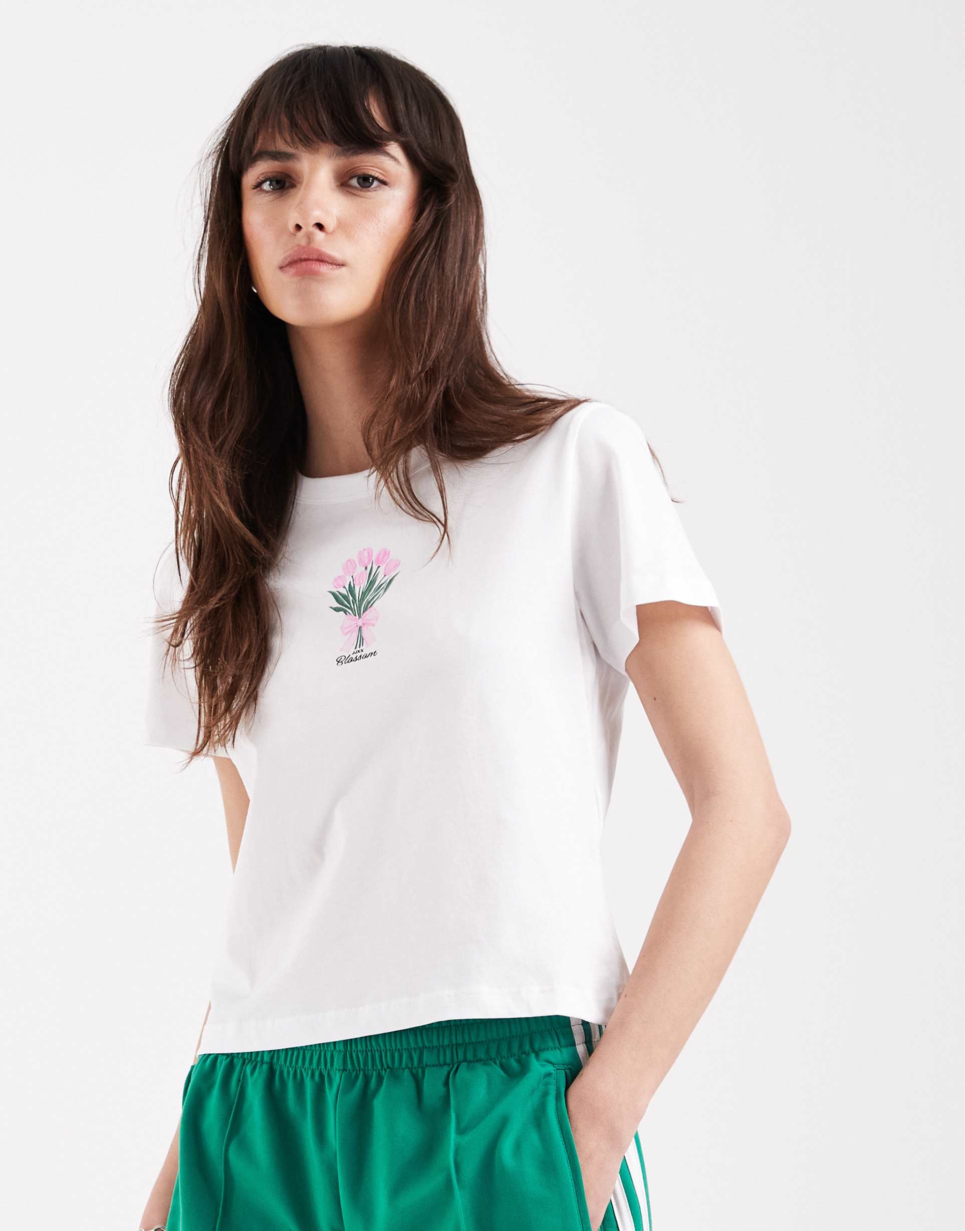 jjxx flower bouquet print baby tee in white