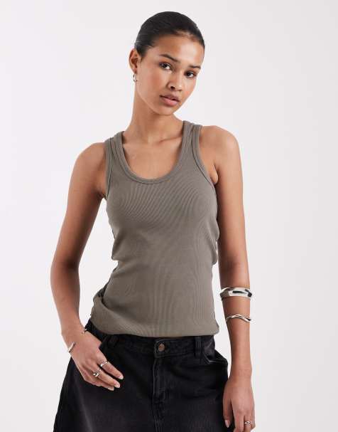 JJXX Frida ribbed vest in brown