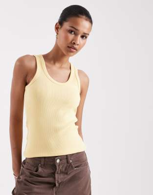 Jjxx Frida Ribbed Tank Top In Yellow