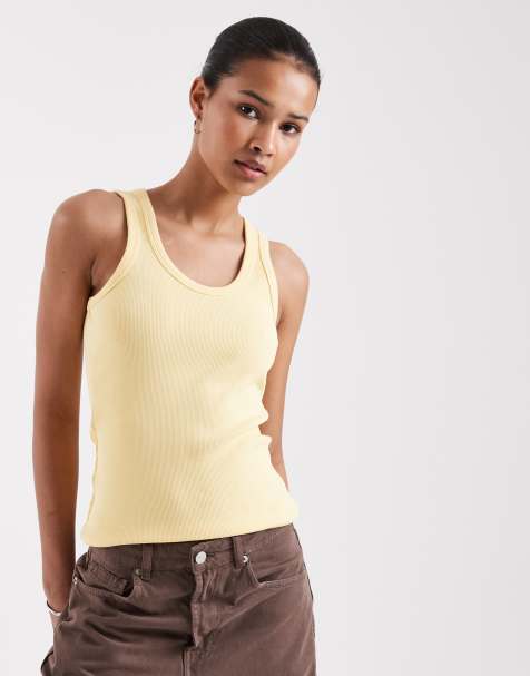 JJXX Frida ribbed tank top in butteryellow - view 1