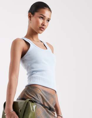 JJXX Frida ribbed tank top in light blue