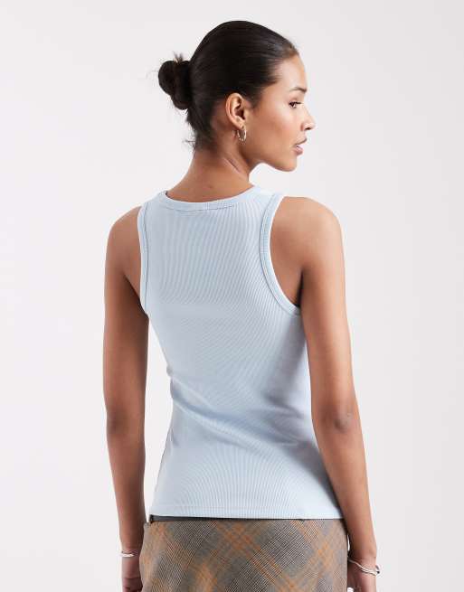 JJXX Frida ribbed tank top in light blue, 4 of 4