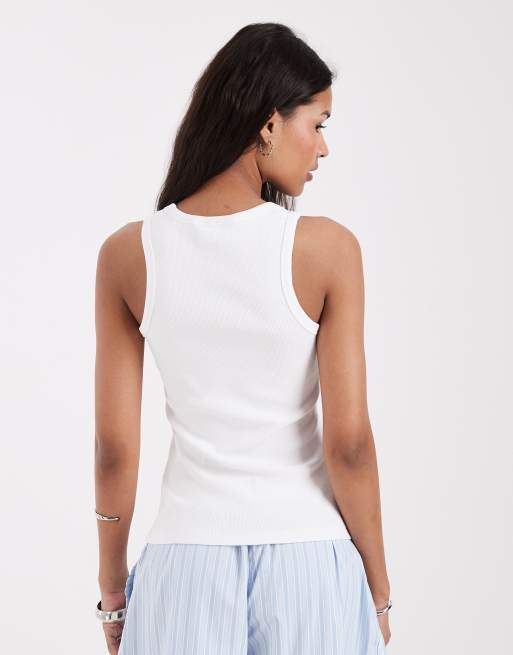 JJXX Frida ribbed tank top in white, 4 of 4