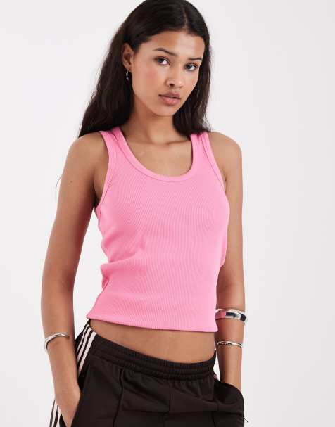 JJXX Frida ribbed vest in bright pink - view 1