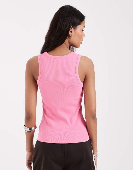JJXX Frida ribbed vest in bright pink, 4 of 4
