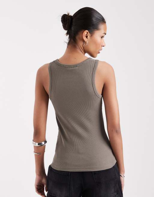 JJXX Frida ribbed vest in brown, 4 of 4