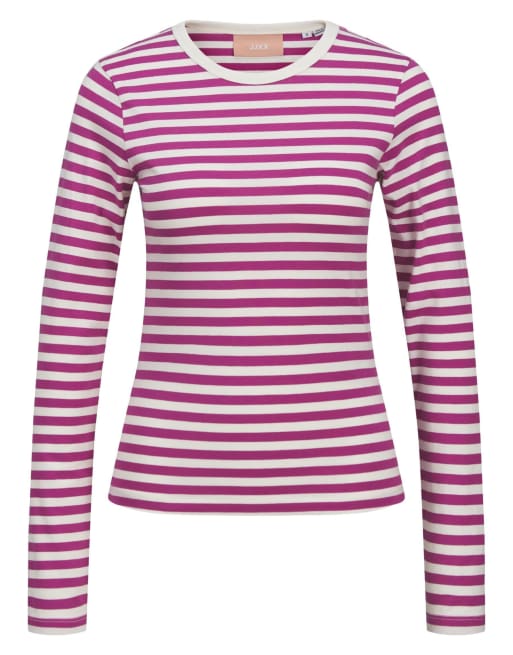 JJXX - Fucshia-rød T-shirt med striber