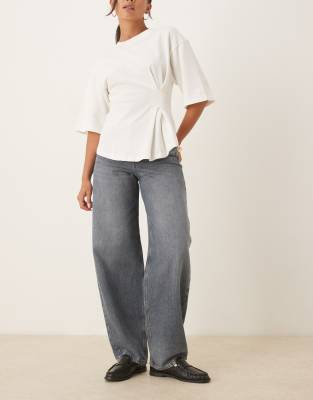JJXX - Fuji - Barrel-Fit-Jeans in mittelblauer Waschung