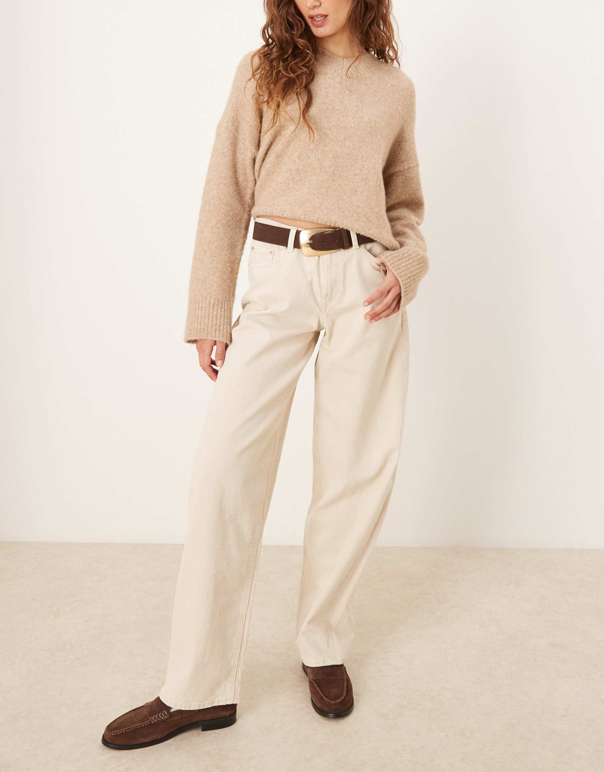 jjxx fuji barrel leg jeans in cream