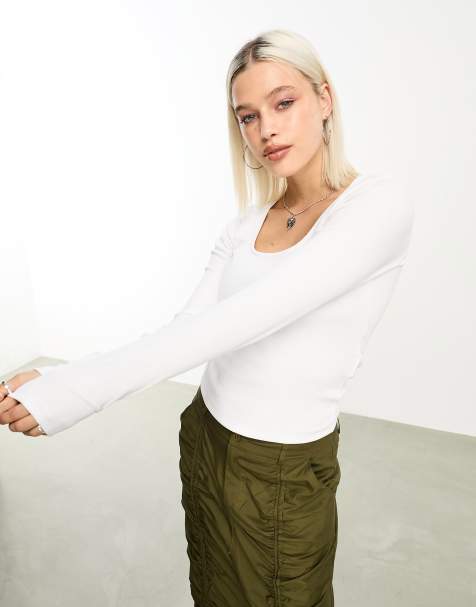 JJXX - Fura - Geribbelde top met vierkante hals in wit - view 1