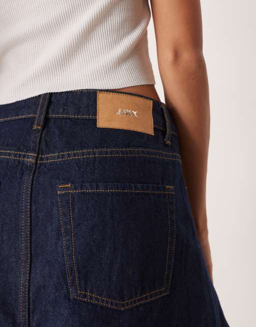 JJXX - Geplooide denim mini rok in donkere wassing, 4 van 5