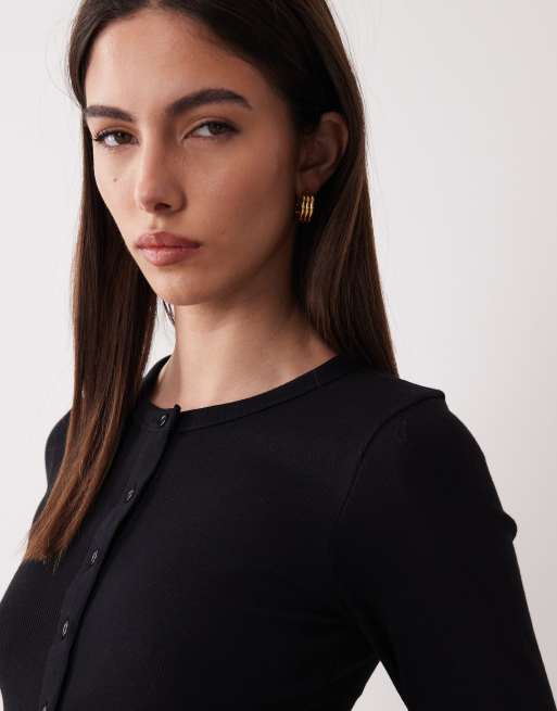 JJXX - Geribbeld vest met knoopsluiting in zwart, 3 van 4