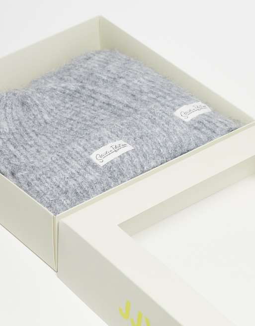 JJXX – Geschenkset aus Schal und Strickmütze in Grau mit Geschenkbox, 3 von 3