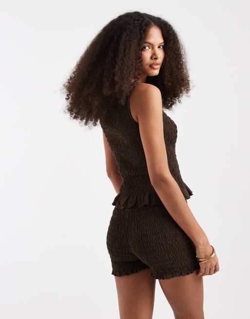 JJXX - Gesmokte micro short in bruin, 4 van 5