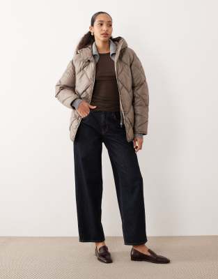 JJXX - Gesteppte Kapuzenjacke in Olivgrün